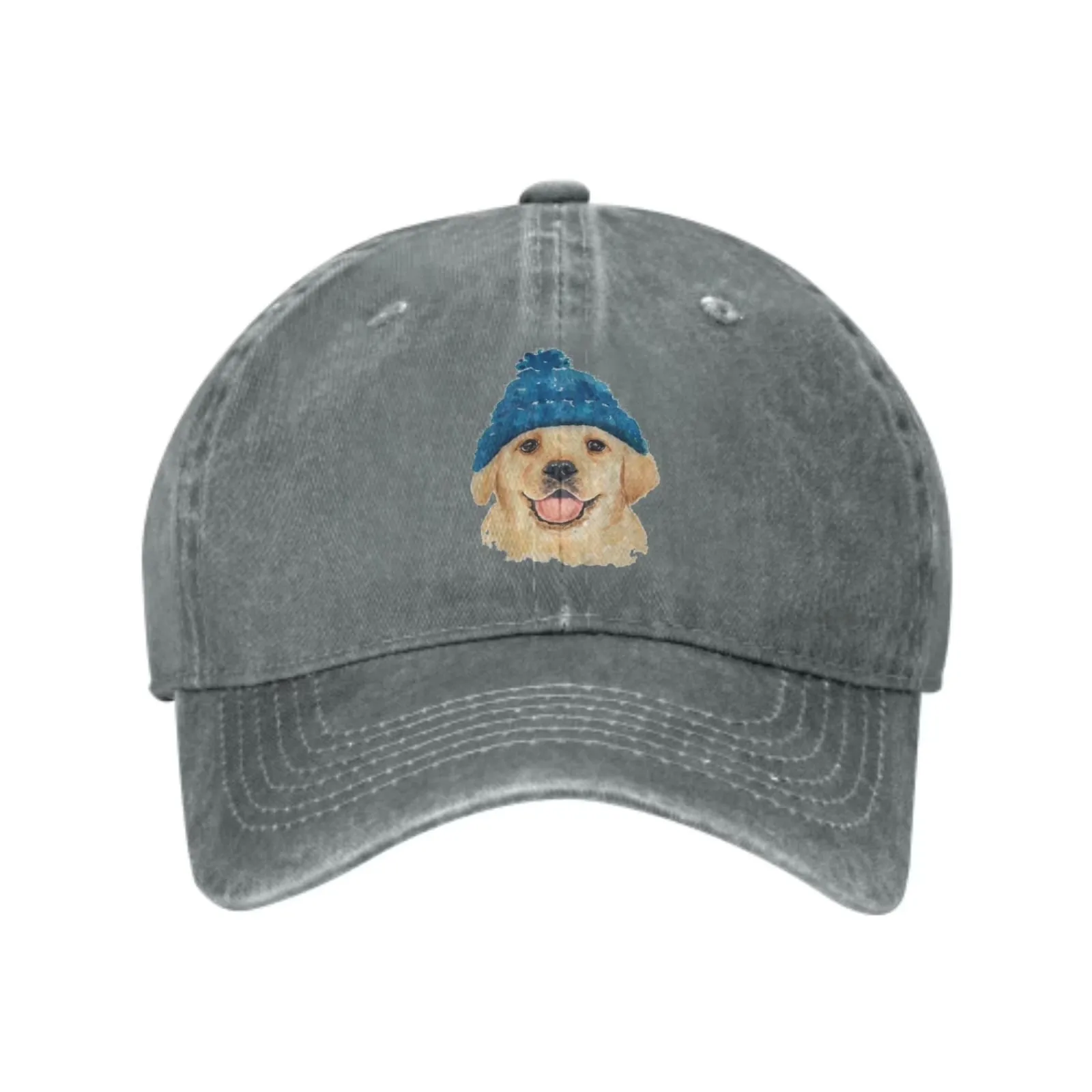 

Golden Retriever Puppy Wearing Winter Hat Washed Denim Baseball Cap Unisex Adjustable Outdoor Casual Hat