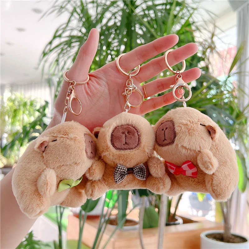 Capybara Plush Keychains Cute Bag Pendant Simulation Capibara Anime Fluffty Toys