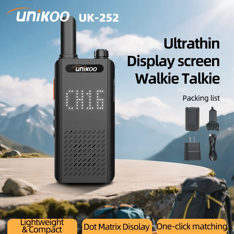 

2 PCS Unikoo UK252 Walkie Talkie Portable Ultra-Slim Long Range Free Licience Hidden Display Two Way Radio For Camping HT