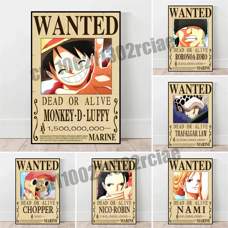 

Classic One Piece Anime, New Straw Hat Group, Bounty Poster, Printing Canvas Painting, Wall Decorative Art Painting Gift