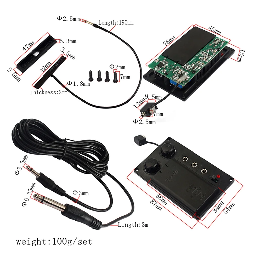 1Set الكمان المعادل Preamp لاقط صامت DIY الكهربائية الكمان بيزو التعادل كابل إخراج المرحلة المحمولة