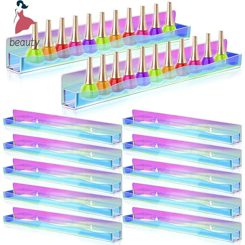 Nail Polish Organizer Holder Colorful Acrylic Shelves Wall Mounted Display Shelves Acrylic Bookshelves Wall Storage Holder