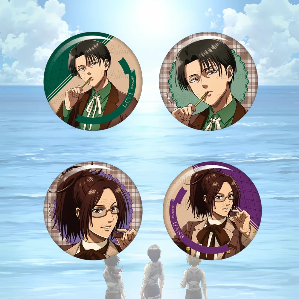 Anime Attack on Titan 58mm Badge Brooch Levi Ackerman and Hange Zoe Backpack Decor Christmas Gift
