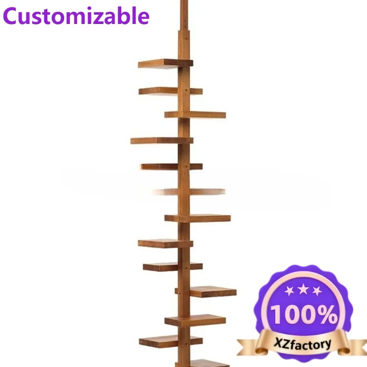 Factory Direct 2026 Italian partition solid wood bookshelf simple designer shelf creative display shelf living room study displa
