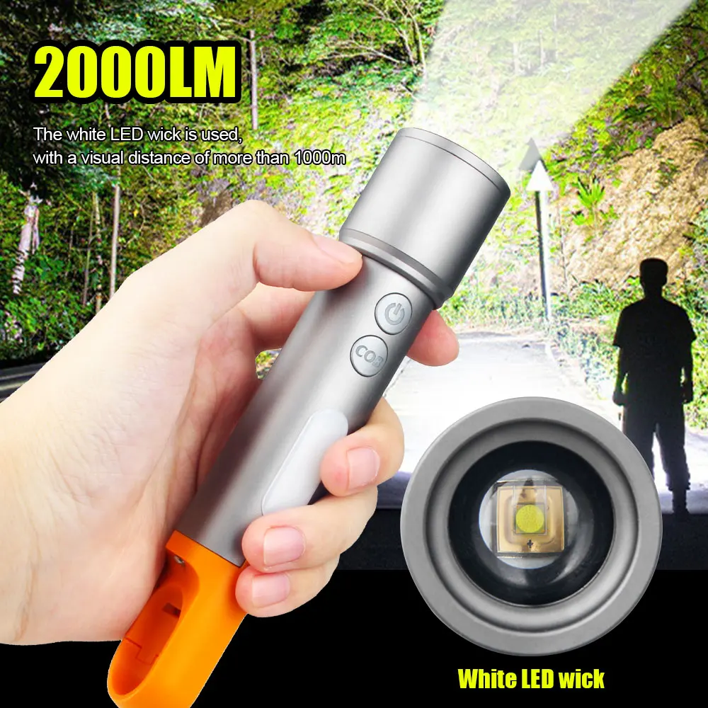 4in1 Tactical Zoomable LED Flashlight Red/Green/Blue/White light Torch Outdoor FLight Waterproof with 18650 Battery 크리스마스 장식