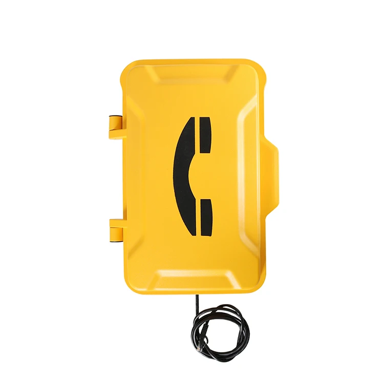 Outdoor Emergency Use Waterproof IP67 Rated Analog Corded Telephone with Stainless Steel Spiral Cord and Wi-Fi Enabled