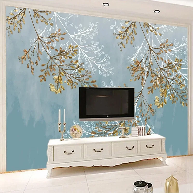 Custom Mural Wallpaper Modern 3D Stereo Branches Leaves Abstract Art Fresco Living Room Bedroom Home Decor Papel De Parede