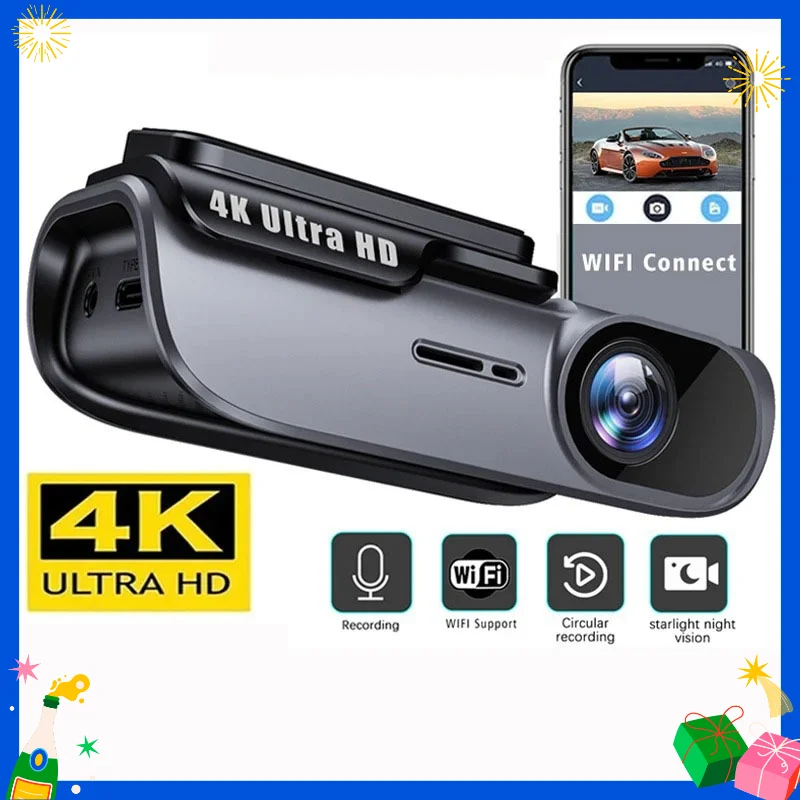 

4K FHD 1080P Car Dash Camera with Wi-Fi Car DVR UHD Recording Video Recorder Car Recording Driving Vehicle Cam 170° Wide Angle