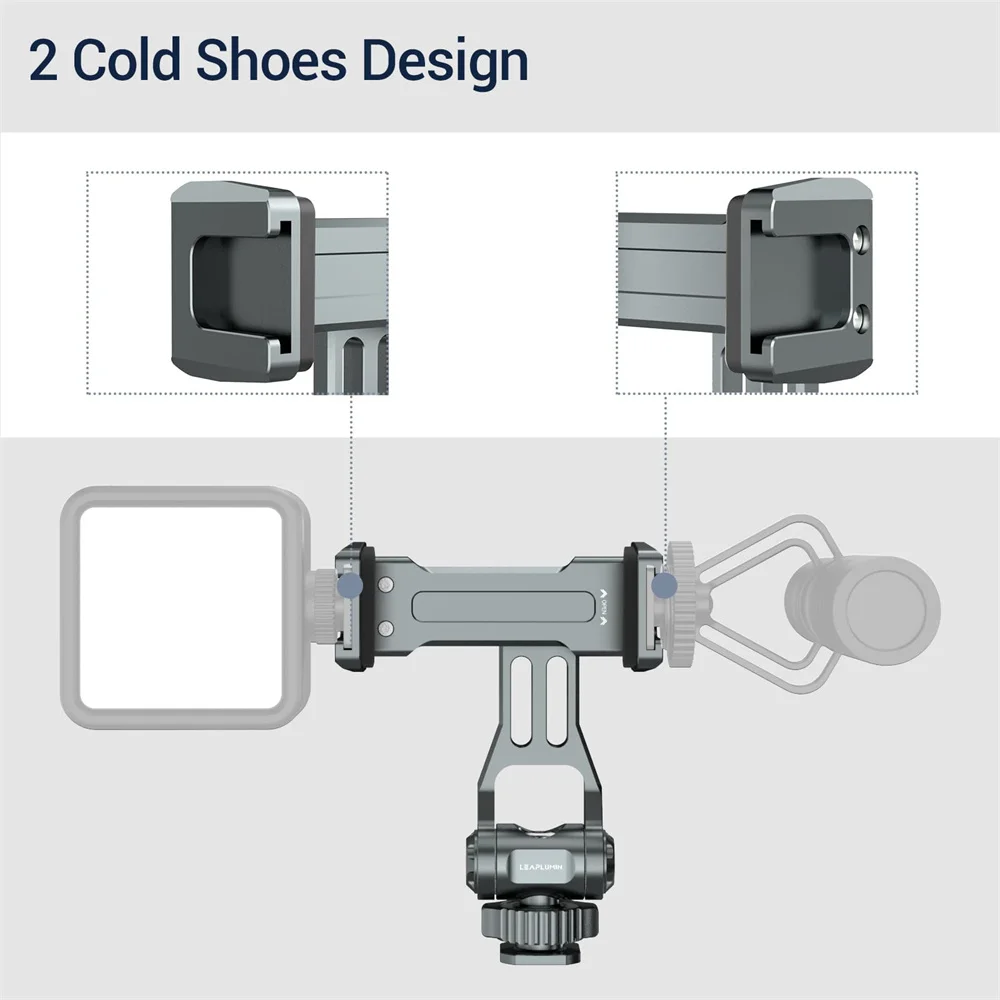 2024 Upgrade Aluminum Phone Tripod Mount Smartphone Holder Adapter w Arca Cold Shoe for iPhone 15 14 13 Samsung Phone Mic Light