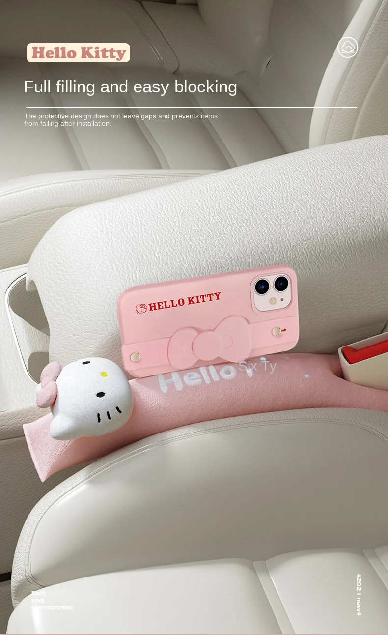 Sanrio Car Accessories Anime Kawaii Hello Kitty Kt Cat Plush Seat Edge Seam Strip Leak Proof Clamp Plug Proof Cartoon Plushie