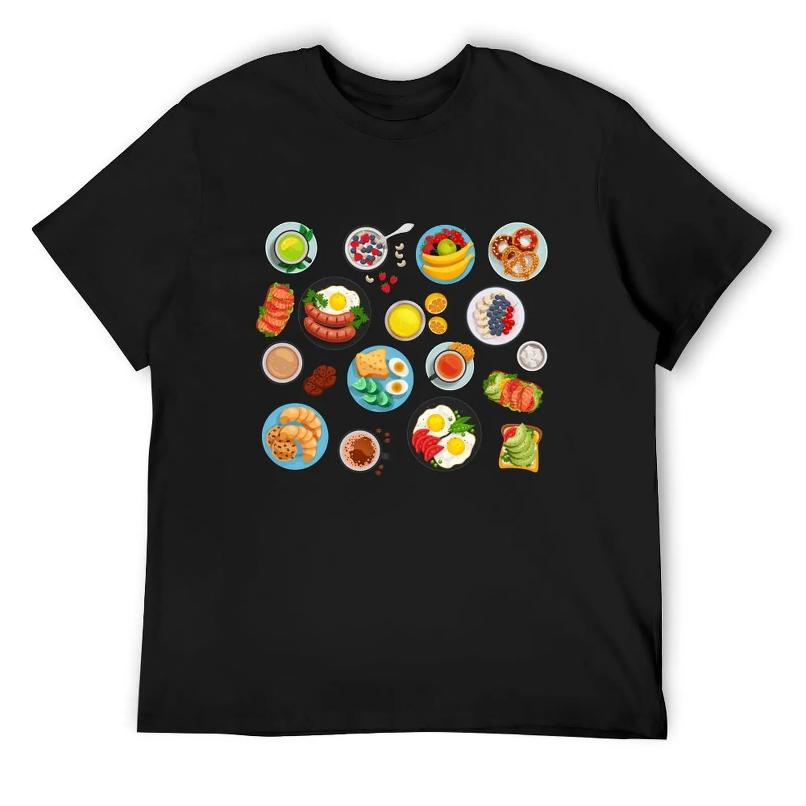 Variety of Breakfast Food Set T-Shirt heavyweights plus size tops oversized t shirt men