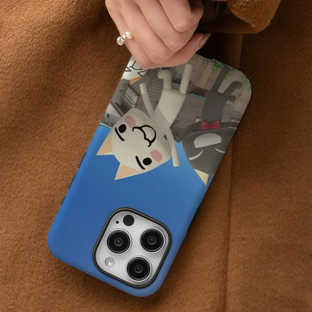 Kawaii Toro Inoue Cat Phone Case For iPhone 16 15 14 13 12 11 Pro Max Plus Glossy HD Double-Layer Liquid Back Film Hard Shell