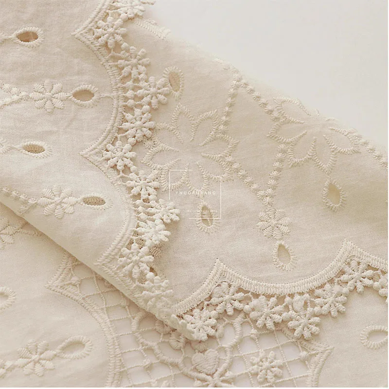 Pure Cotton Hollowed Out Embroidery Fabric Shirt Skirt Clothing Fabric DIY Tablecloth Handmade Fabric Apparel Sewing Fabric