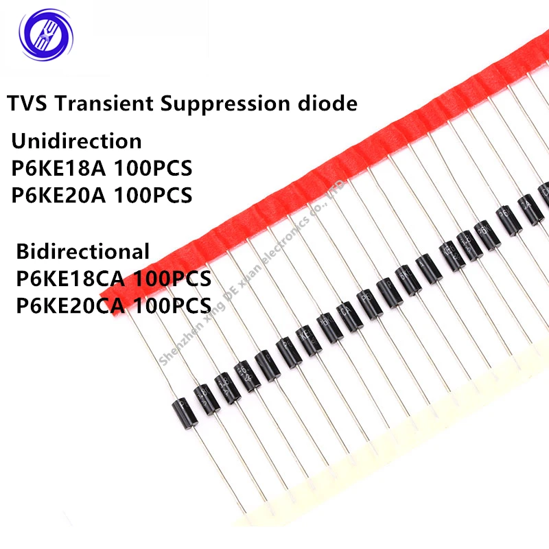 100Pcs P6KE18A P6KE18CA P6KE20A P6KE20CA TVS Transient Suppression diode Unidirectional/Bidirectional DIP DO-15