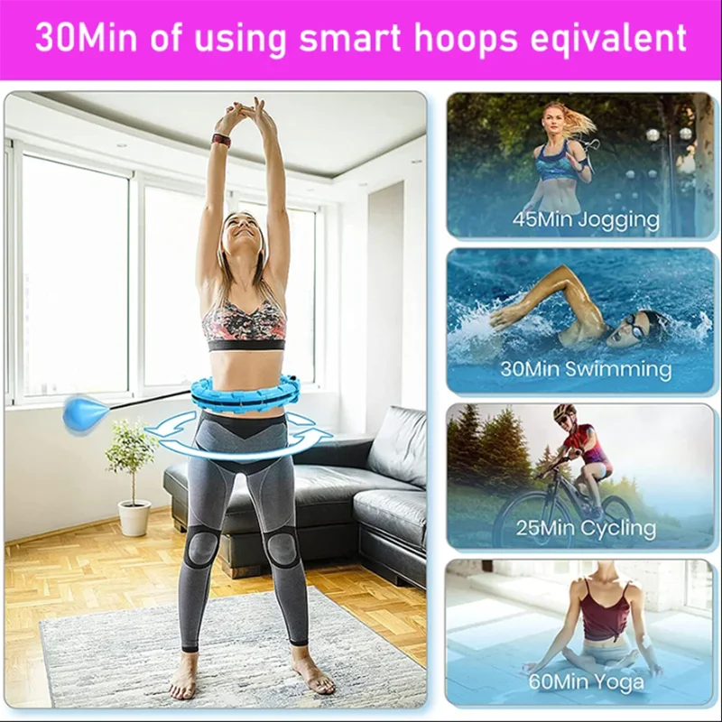 Slimming Hoop With Weight Exercise Weights Sport Sports Hoop Waist Trainer Exercise At Home Fitness Belly Abdominal Adjustable