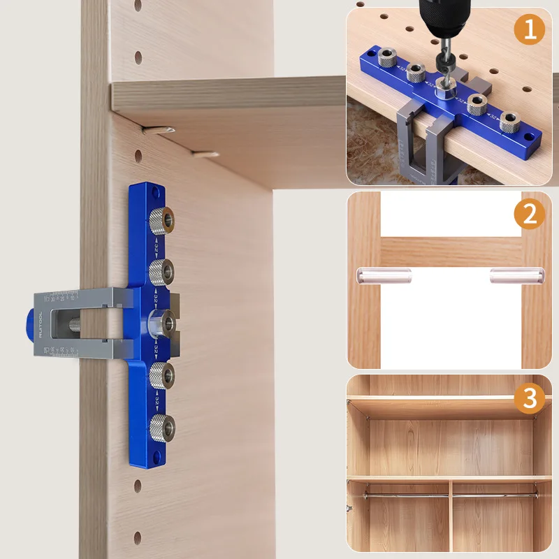 Extended five-hole three-in-one punching positioner log tenon board splicing two-in-one woodworking board DIY opening