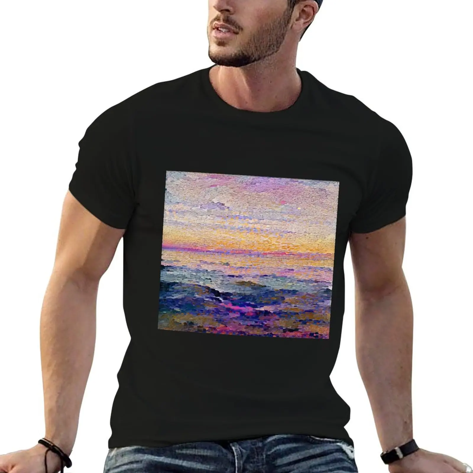 The sky and the sea with a smooth line like abstract T-Shirt tees blanks heavyweight t shirts for men