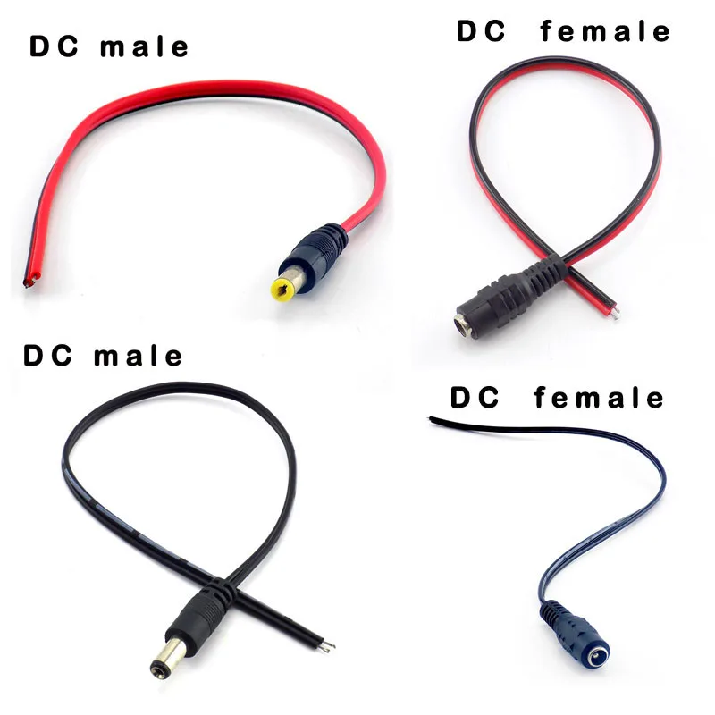 5pcs 12V DC Power Supply Extension Cable Connectors Male Female jack Adapter 5.5x2.1mm Plug LED Strip Light CCTV Camera F2