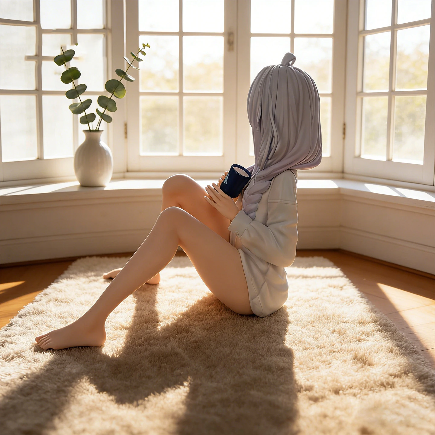 Hot The Journey Of Elaina Elaina Sitting In Pajamas Anime Girl Figure 11cm Model Statue Collection Desktop Decoration Toys image 4