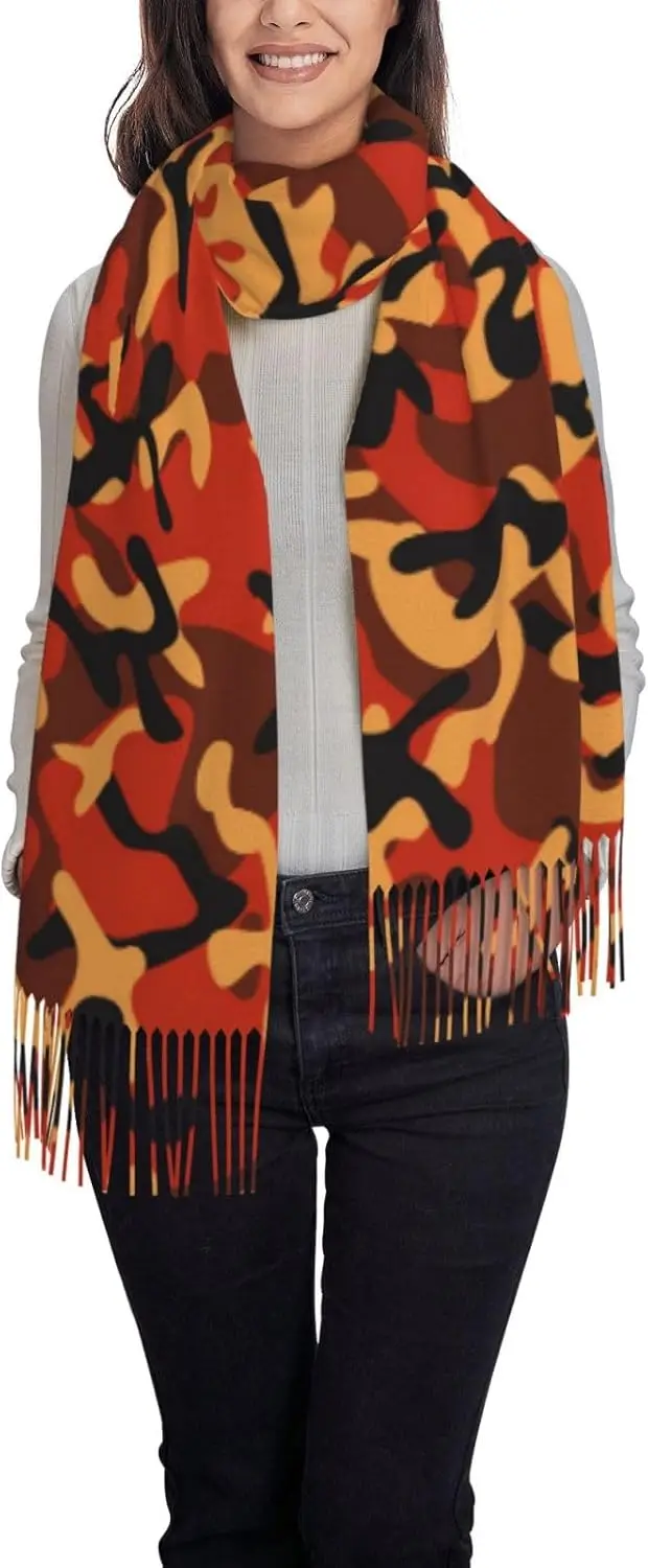 وشاح للنساء أوشحة شتوية طويلة مريحة بشراشيب، أغطية شال عصرية من الكشمير تناسب الارتداء اليومي للسيدات