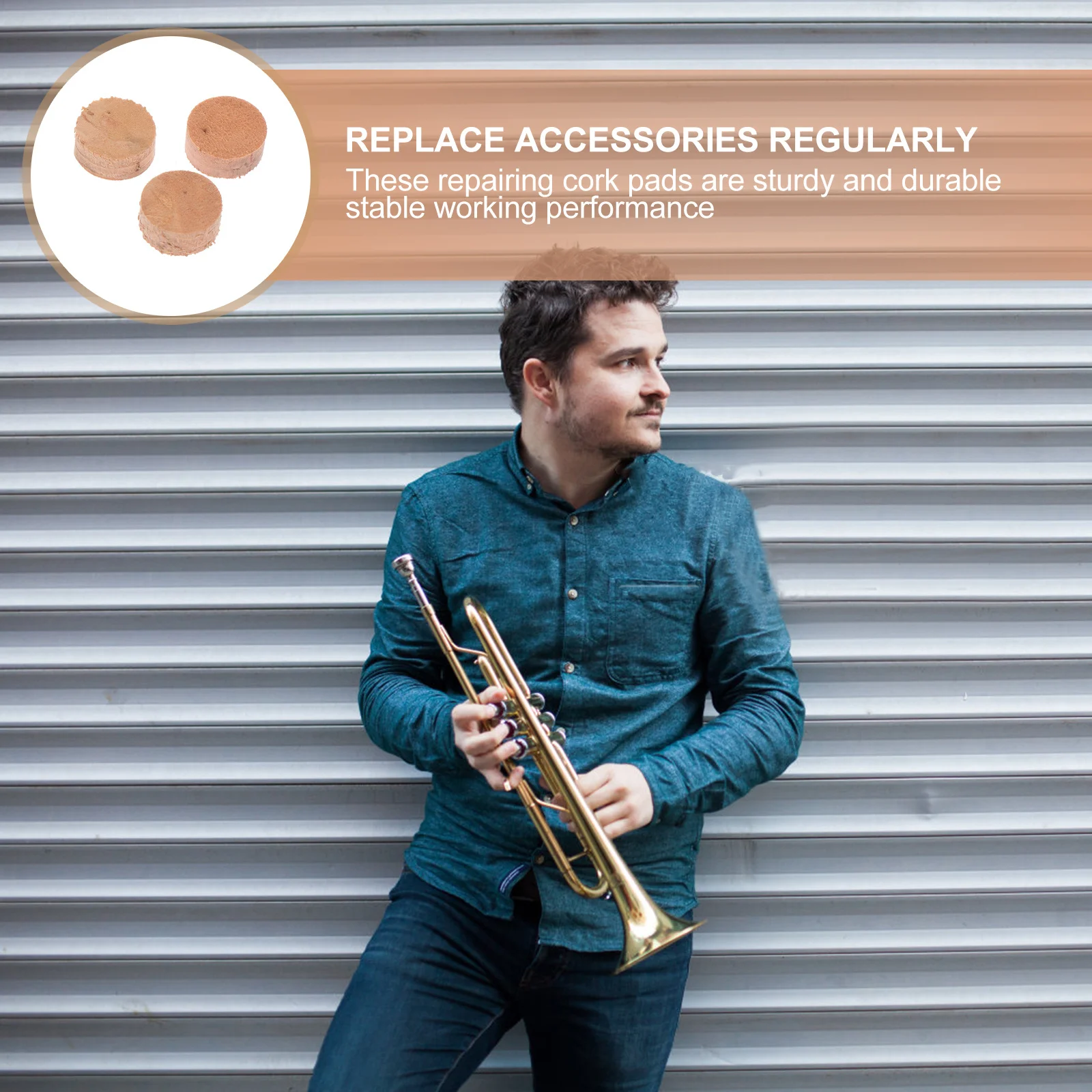 

3Pcs Tuba Water Key Cushions Khaki Soft Hard Cork Stable Performance Musical Instrument Supplies Tuba Cork Cushions