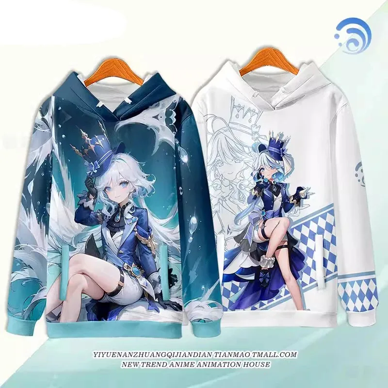 

Толстовка с капюшоном Game Genshin Impact Furina, карнавальный костюм унисекс, модное пальто с капюшоном с 3D принтом на весну и осень