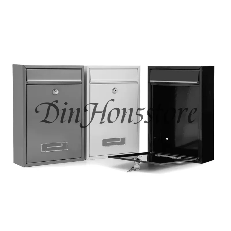 Secure Wall Mounted Mailbox with Keyed Lock, Outdoor Metal Drop Box for Letters & Suggestions