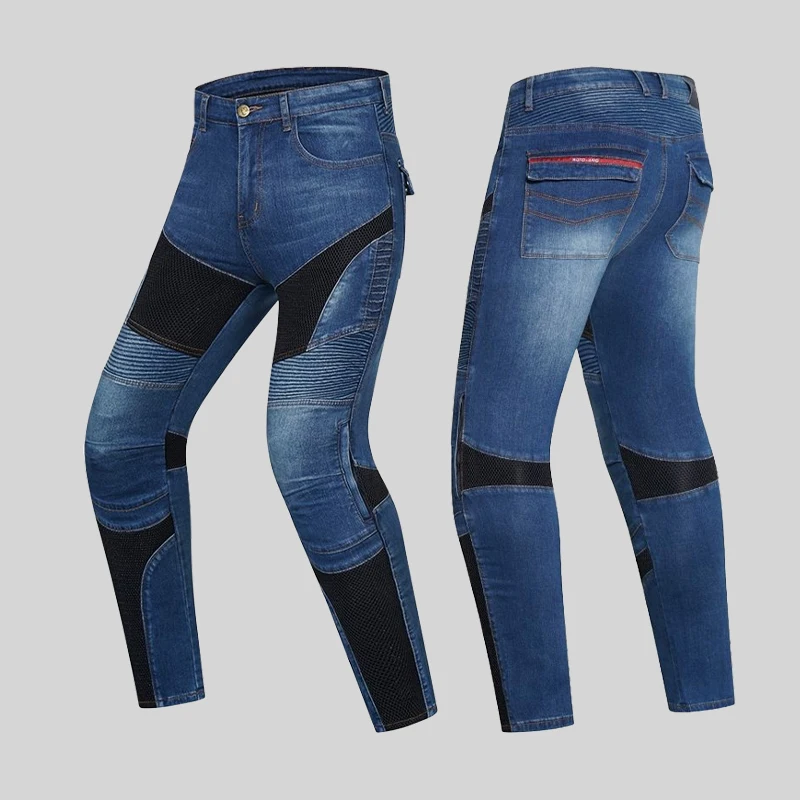 Motorcycle Outdoor Men Pants Protective Gear Riding Touring Blue Black Motorbike Trousers Knee Hip Pads Motocross Moto Jeans