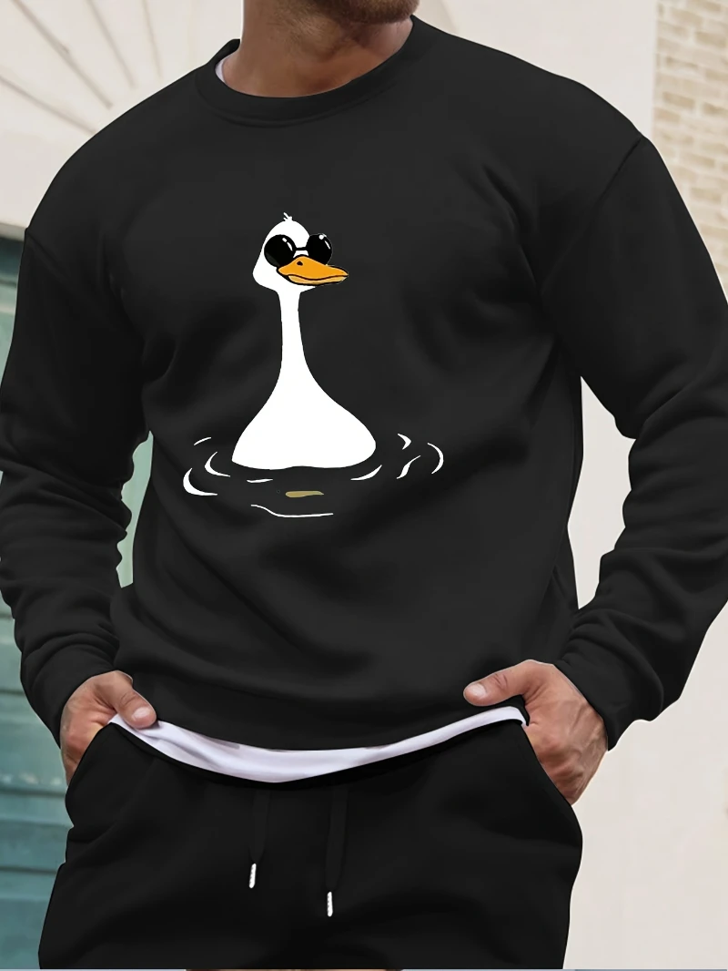 

Черная толстовка с круглым вырезом Cool Duck, модные очки с принтом, осень-зима 202, толстовка с круглым вырезом для мужчин и женщин, топ