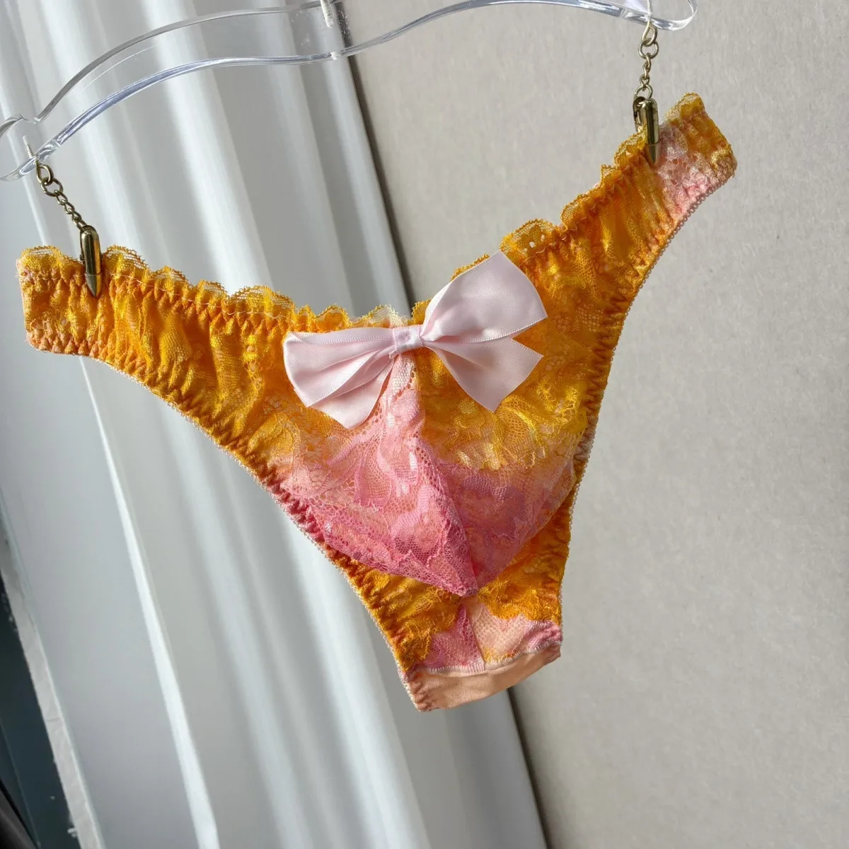 Man Male Bowtie  Embroid Lace Panty Briefs LGBQT Group Live Show Harajuku BF Gifts