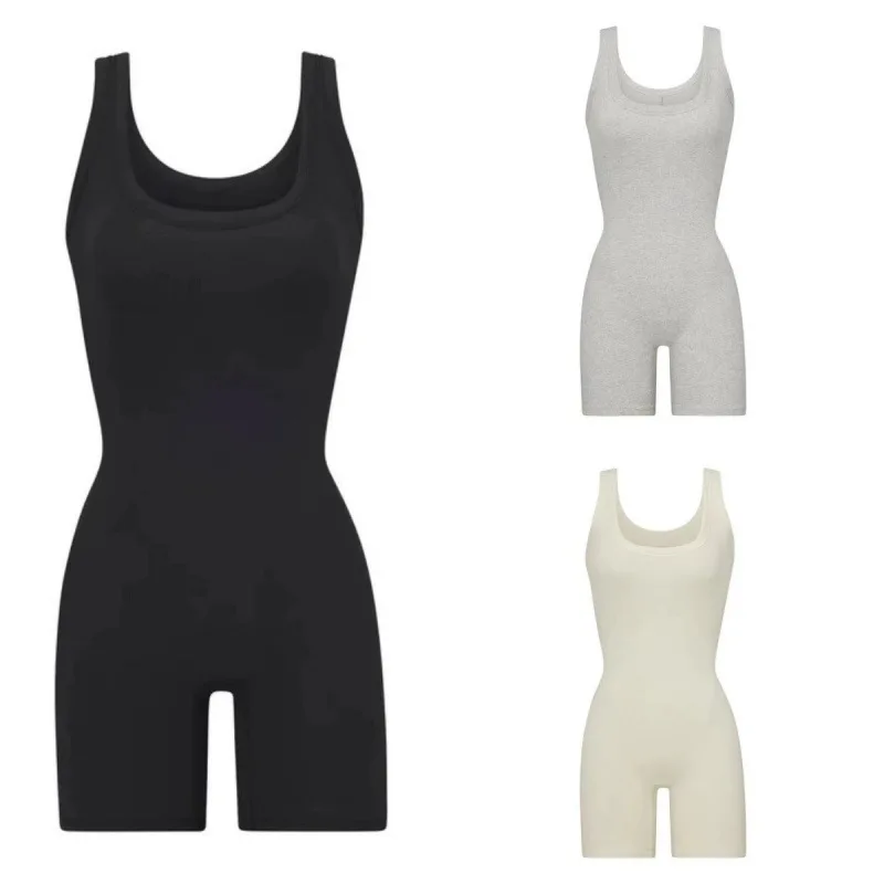 

Kardaian Cotton Rib Onesie Thin Summer Base Layer Vest Pants Pure Cotton Long Pants Low Waist Bamboo Fiber Ladies Jumpsuit