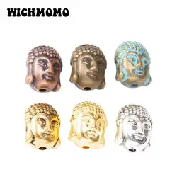 New 10pcs/lot 10MM Antique Patina Zinc Alloy Buddha Head Charms Beads Fit for Bracelet Necklace Crafts Making DIY Accessaries