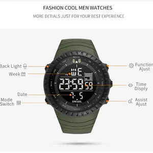 Smael Brand Men Electronics Watch Outdoor Sports Big Dial Dial Dial Digital Digital Alarm-Watch 1237 Sport Watch 8 Main Sales Smael Clock - №3