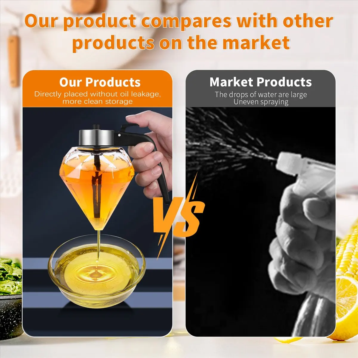 &A11I Olive Oil Dispenser Glass Bottle, Honey Jar Dispenser, Glass Cruet Bottle for Kitchen, Non-Drip Oil Pot with Stand