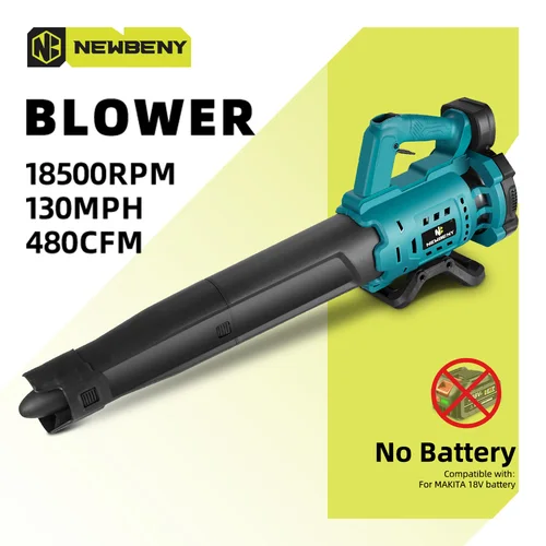 NEWBENY 고출력 전기 송풍기, 무선 잎 눈 먼지 송풍기 클리너 전동 공구, Makita 18V 배터리, 18500RPM 