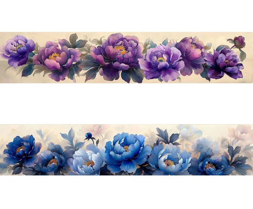 

Вышитая чистая ручная вышивка крестиком готовый продукт, цветущий с богатством, фиолетовый, синий, Очаровательная красота, гостиная