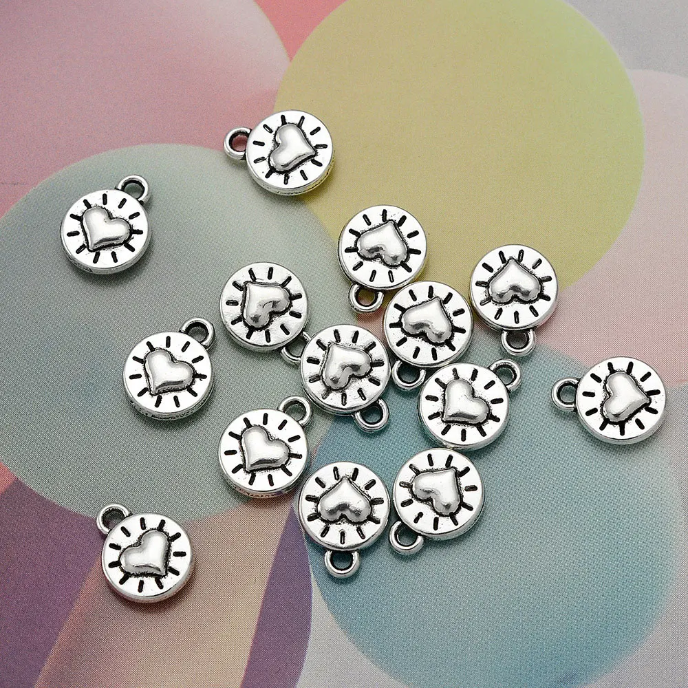 40 teile/lose 8x10mm Vintage Mini Herz Charms Nette Sonnenschein Anhänger Für DIY Ohrring Schmuck Machen Liefert Groß artikel Großhandel