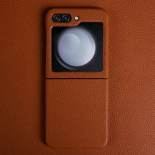 Funda 삼성 갤럭시 Z 플립 5 케이스, 리치 패턴 정품 가죽 케이스, 갤럭시 Z 플립 3 Z플립 4 휴대폰 커버, 코크 쉘  Best5