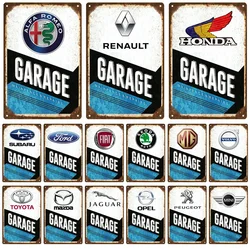 Car Logo Garage Sign Bar Decoration Retro Wall Plate Poster Metal Tin Sign Art Crafts Garage Tinplate Signs Shabby Rusty Plaques