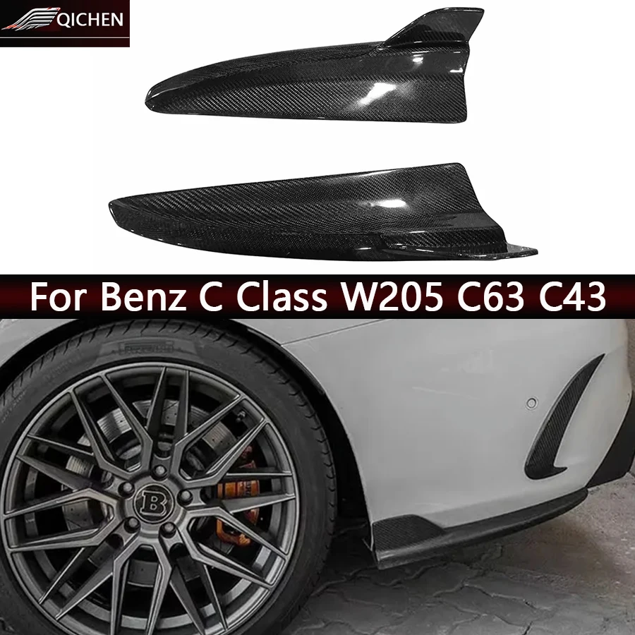 

For Mercedes Benz C Class W205 C63 C43 Carbon Fiber wrap angle Car Rear Bumper Splitter Corner Trim Cover Rear Chin
