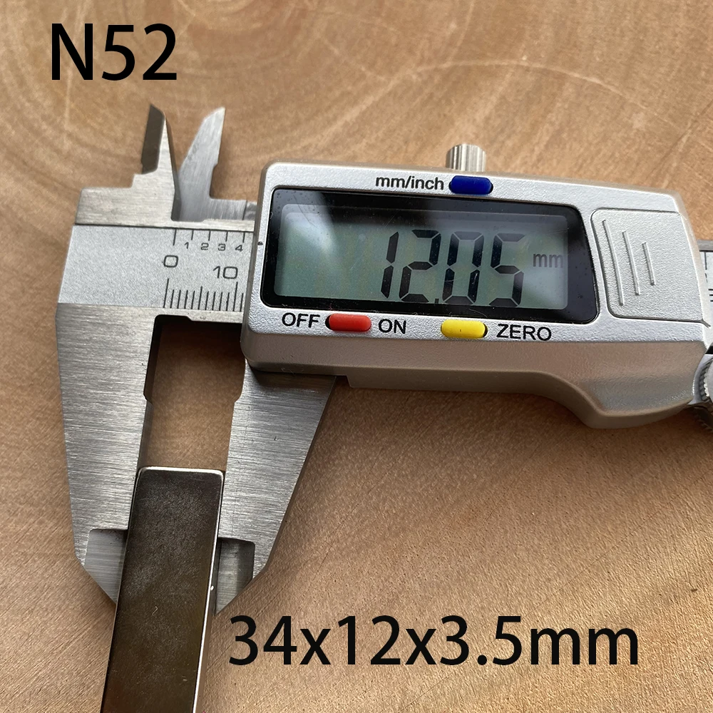 N52 34x12x3.5mm NdFeB Block Neodymium 34x12mm Booster Super Strong Permanent Magnetic  Bar Standard Motor Magnets Customised