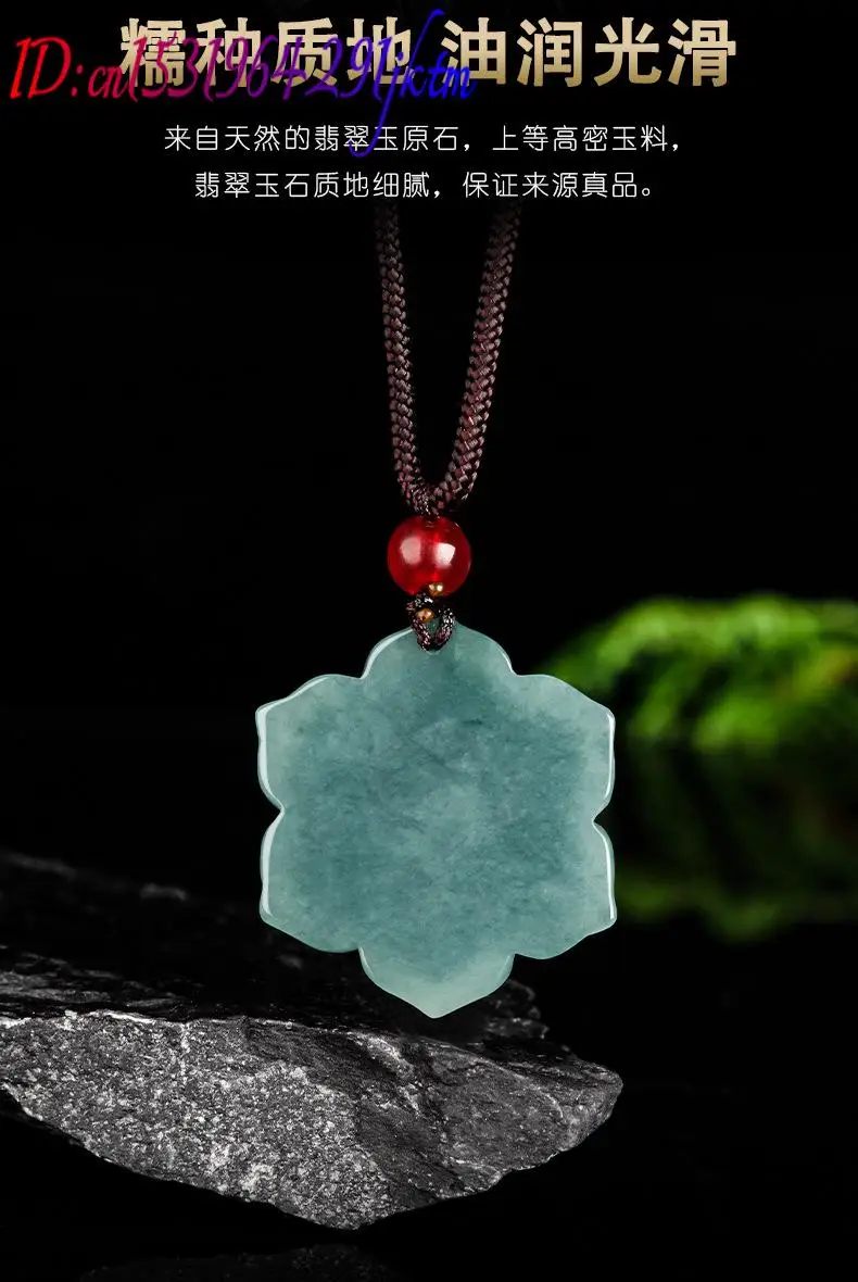 Burmese Jadeite Flower Pendant Necklace Stone Fashion Accessories Talismans Natural Gemstone Luxury Vintage Burmese Jade view 4