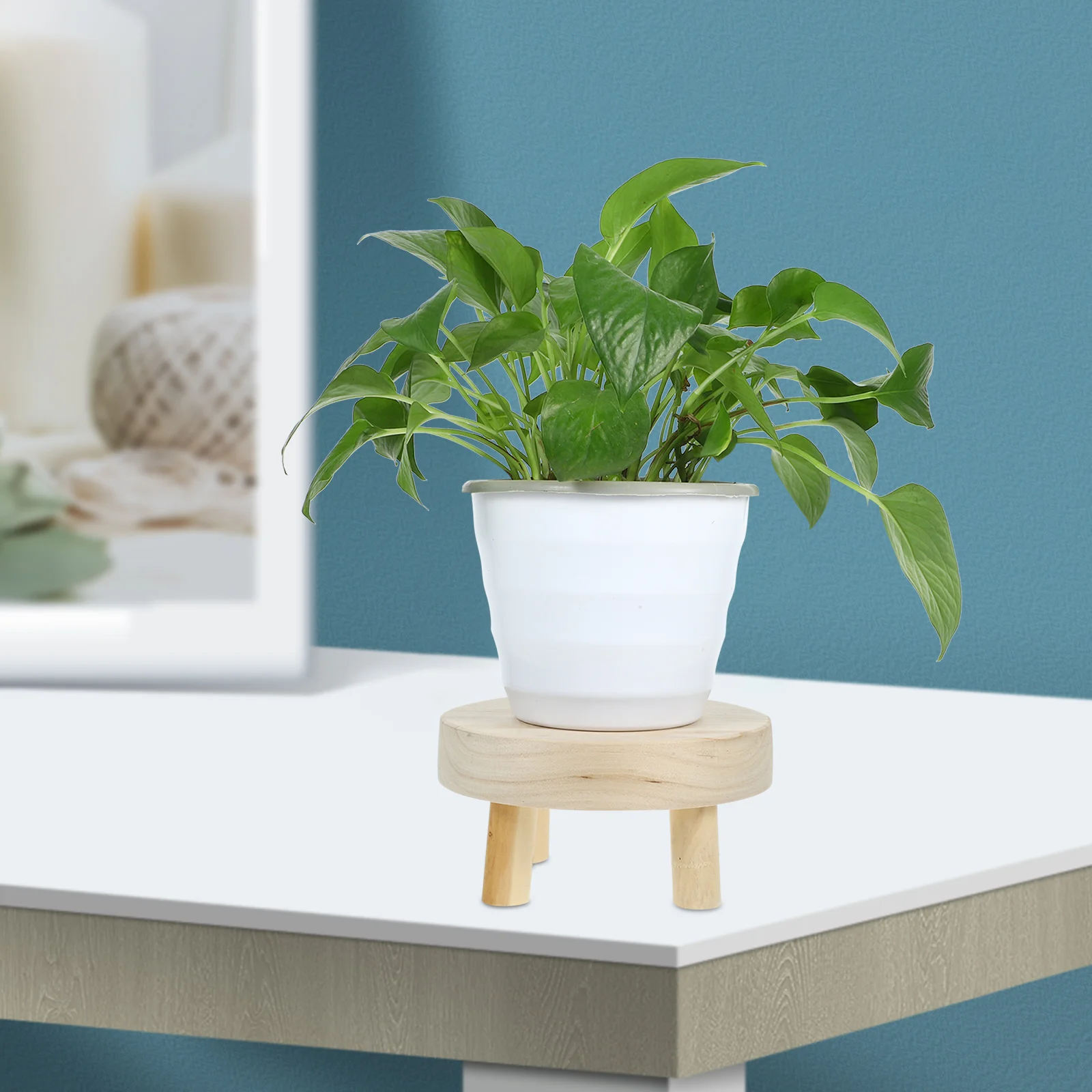 Tabouret en bois rétro pour plantes, étagère, support à fleurs, ornement de la maison, mini présentoir domestique en pot, support T1 intérieur, colonne montante