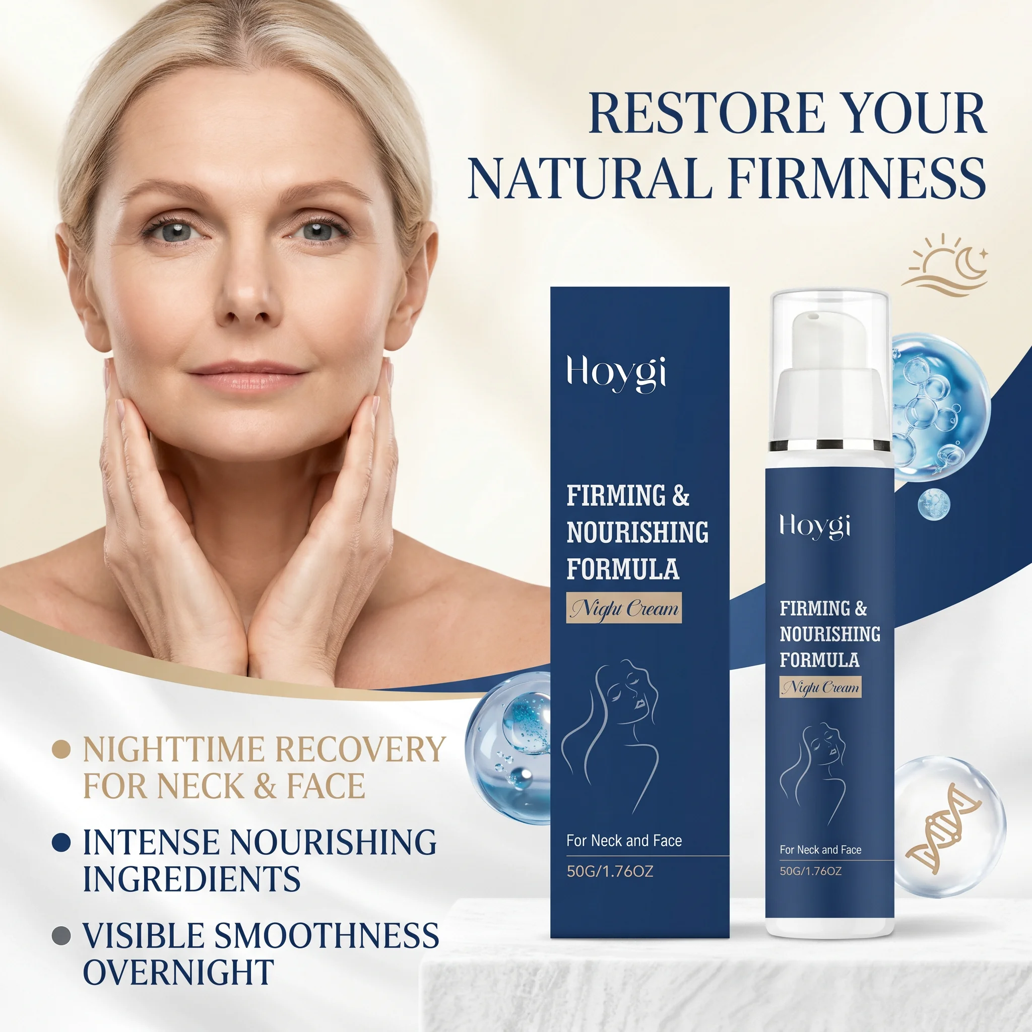 Firming & Nourishing Night Cream Hydrating Skin Tightening Night Moisturizer for Sagging Skin & Fine Lines Repair Face Cream