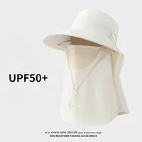 2025 Summer Wide Brim UPF 50+ Sun Hat with Face Cover - Full Coverage UV Protection Bucket Hat -Outdoor Beach Travel