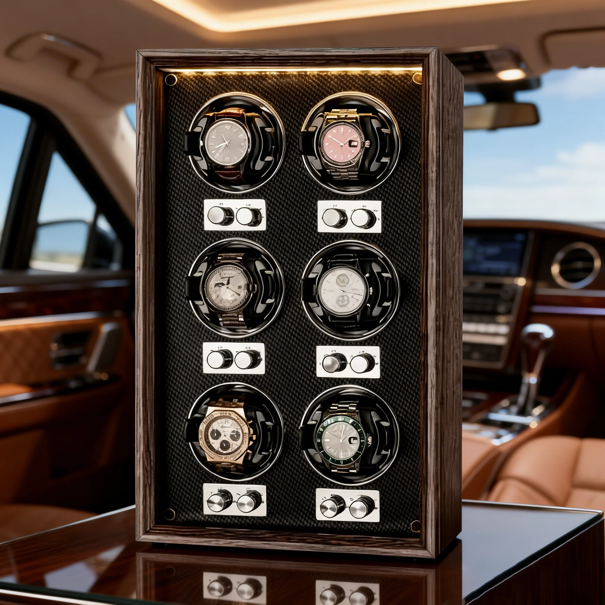 Luxury Watch Winder Box - Virtorix 6 Slots Wooden Watch Winder