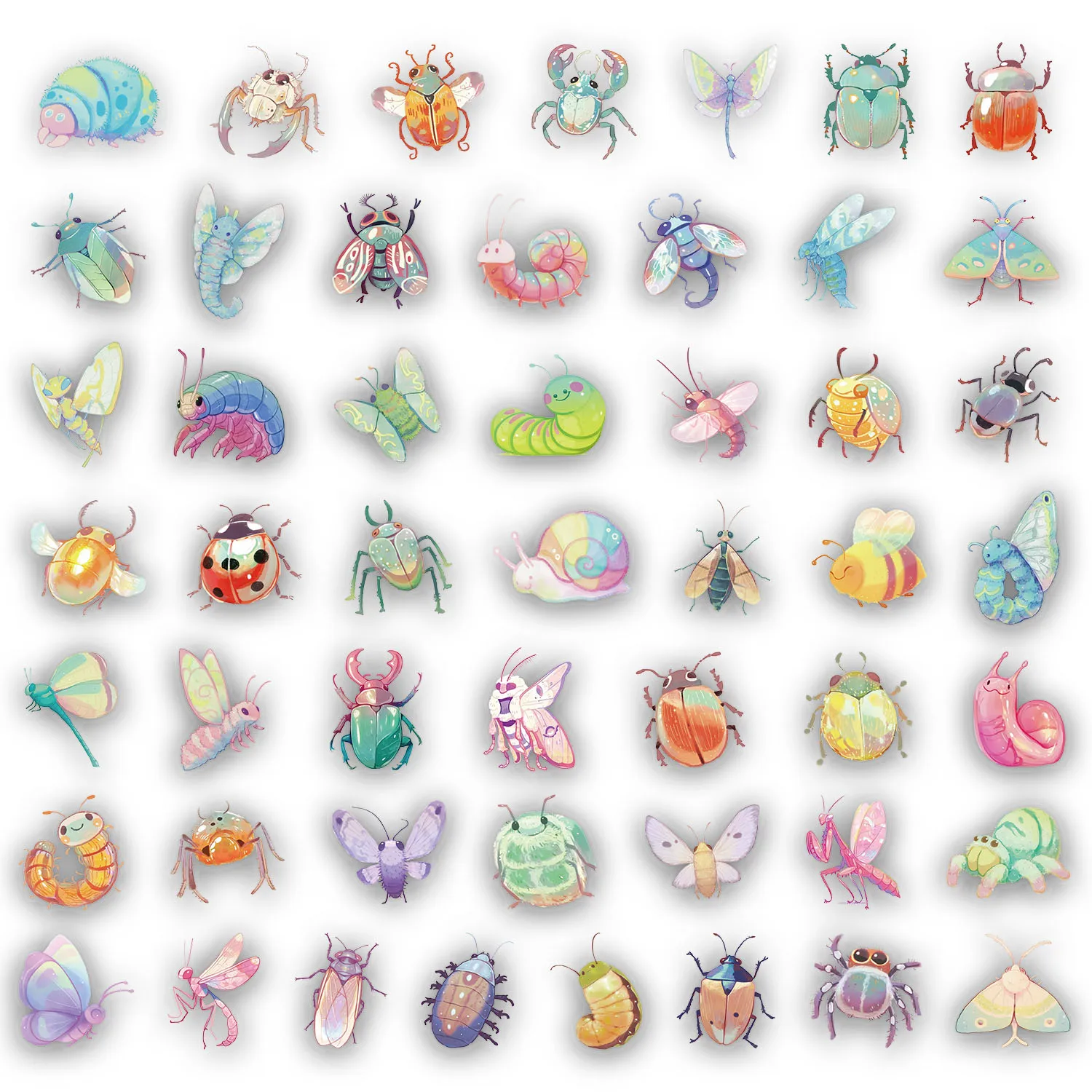50PCS Cartoon Cute Bug Fun Stickers DIY Phone Case Laptop Water Cup Computer Toy Stickers