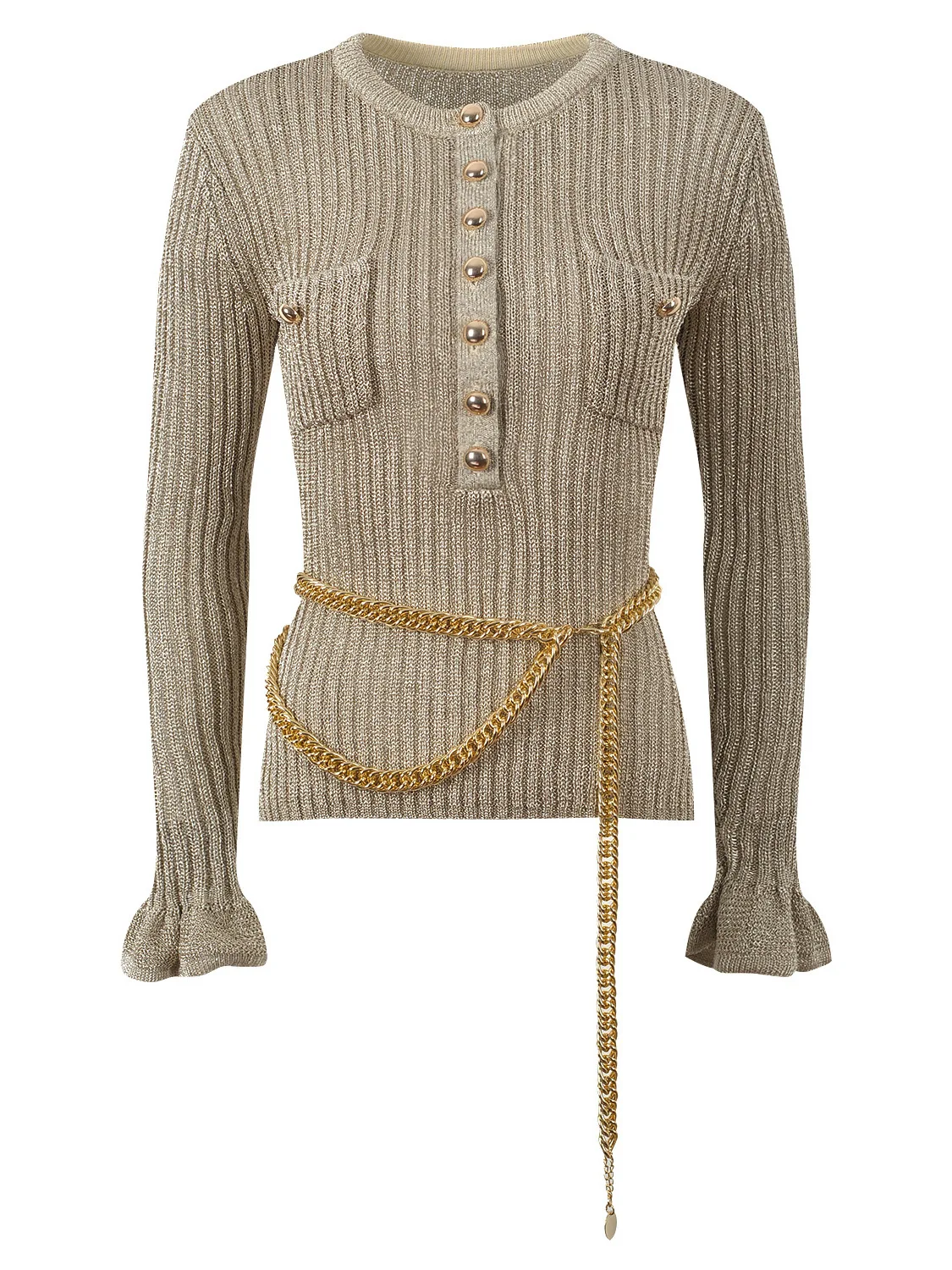 

Женский премиальный свитер Ele Slim Fit: трикотажный топ с круглым вырезом и одной пуговицей, модный, осенний, новинка