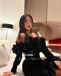 Lorrtta 맞춤형 꽃 장식 이브닝 드레스 여성 우아한 레이디 드레스 특별 행사 드레스 피쉬테일 컷 긴 소매