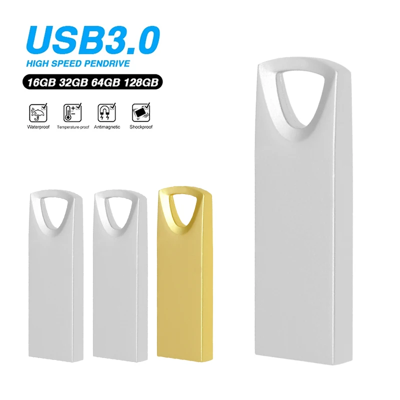 

USB Pen Drive 3.0 128gb 64gb 32gb 16gb Memory Stick Waterproof USB3.0 Silver Metal Pendrive Quick Shipping usb flash drives